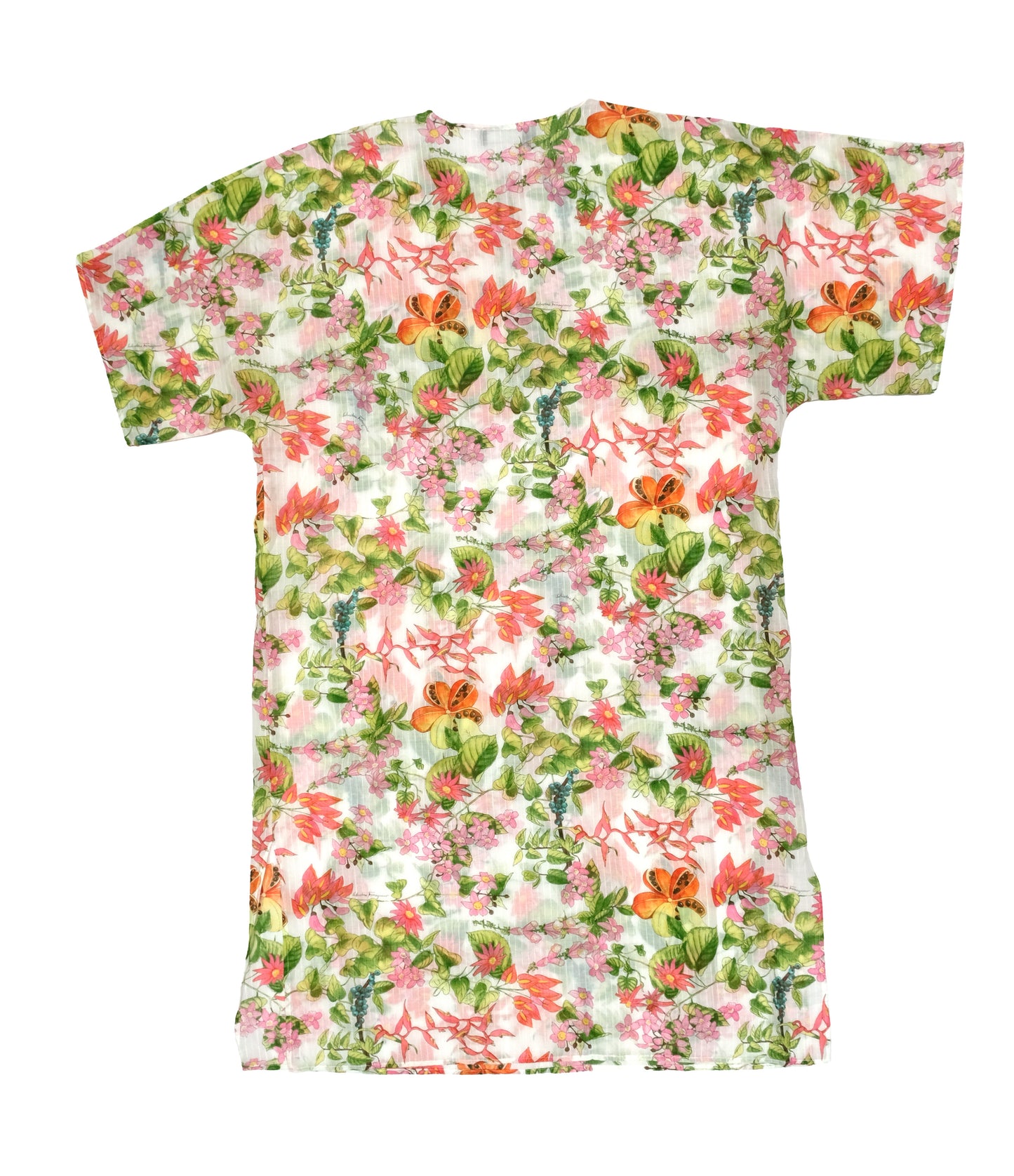 Salvatore Ferragamo Vintage Shift Dress in Semi Sheer Floral Cotton, UK12