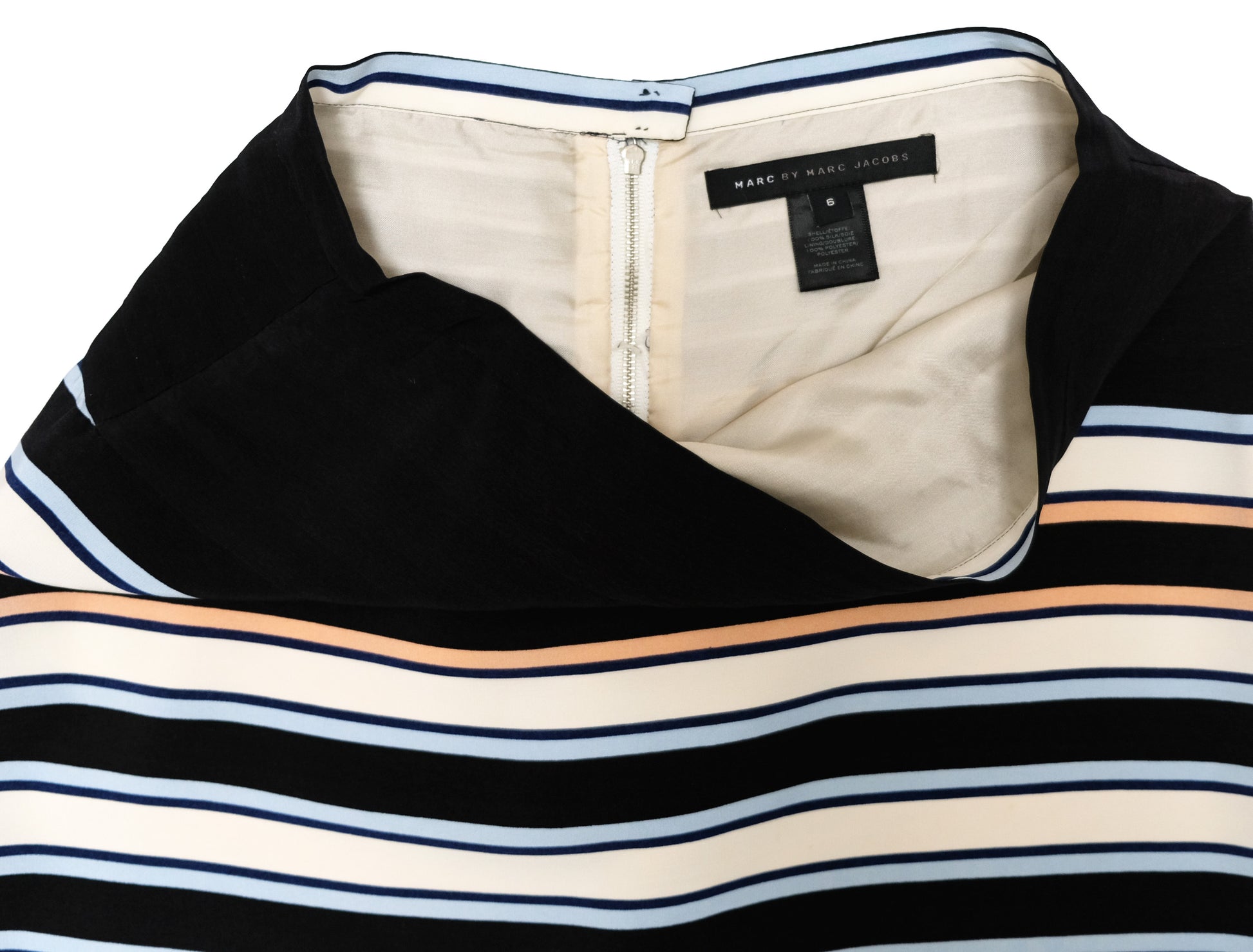 Marc Jacobs Skirt Set in Striped Silk, UK8-10