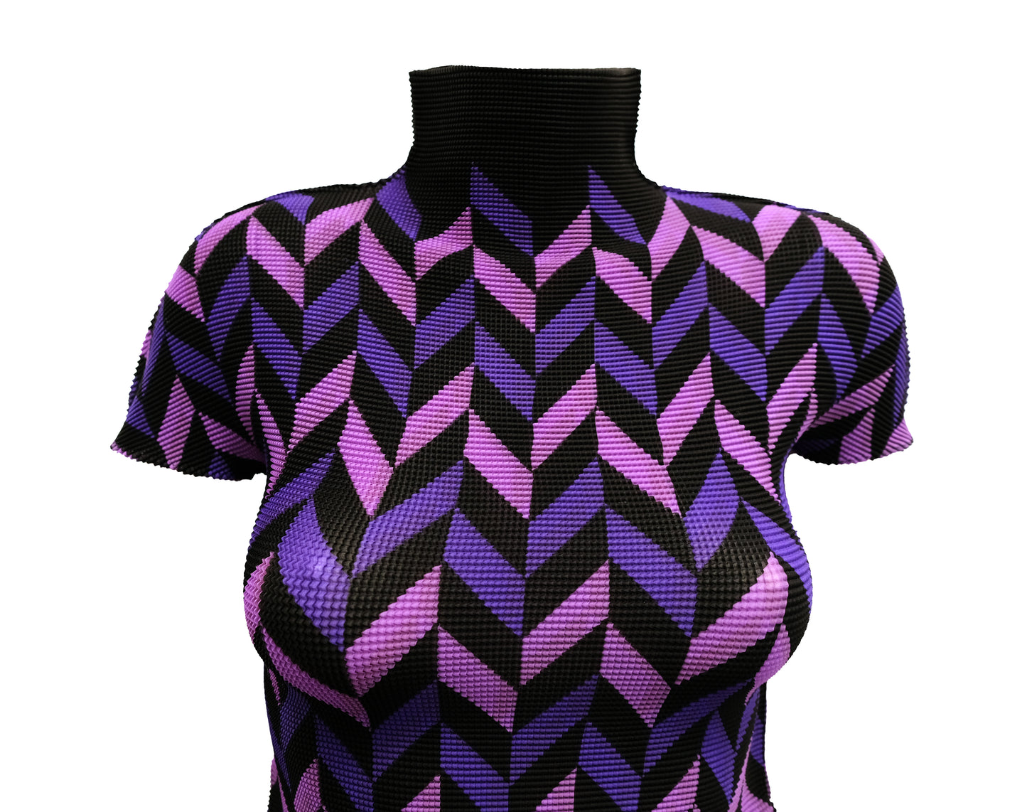 Issey Miyake Cauliflower Collection High Neck Top with Chevron Pattern, UK10
