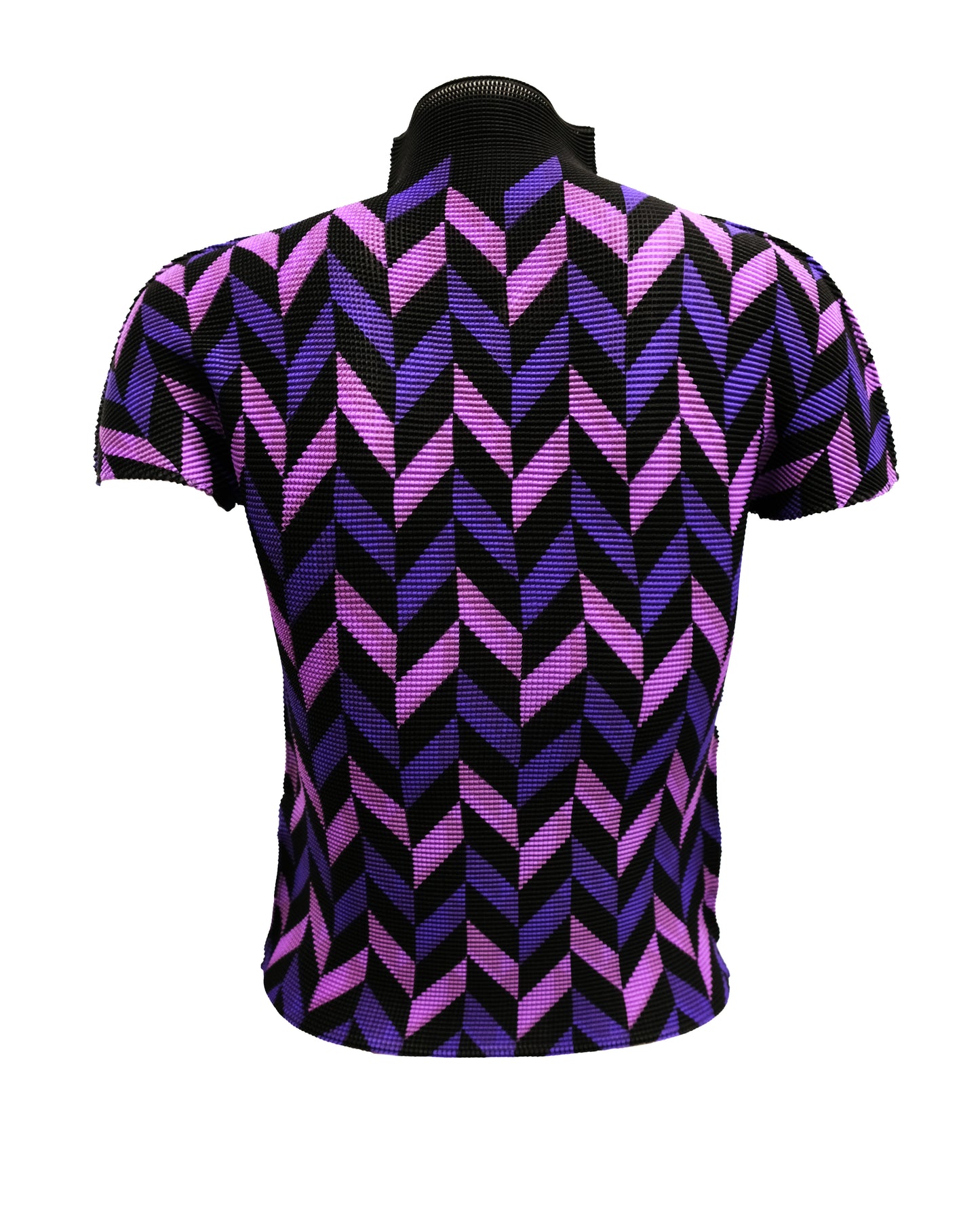 Issey Miyake Cauliflower Collection High Neck Top with Chevron Pattern, UK10