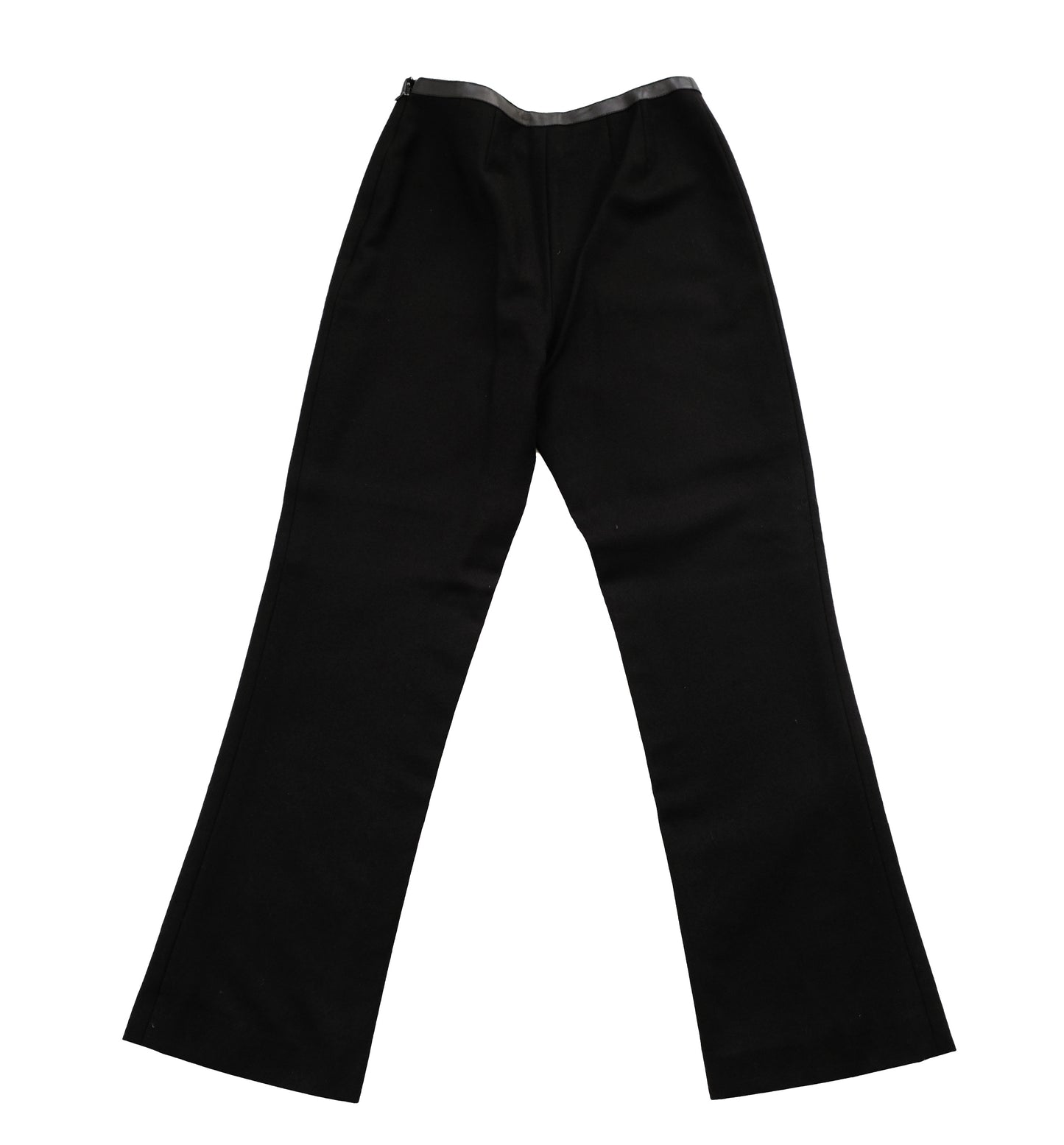 Chanel Vintage Trousers in Black Wool & Cashmere with Leather Trim, UK10