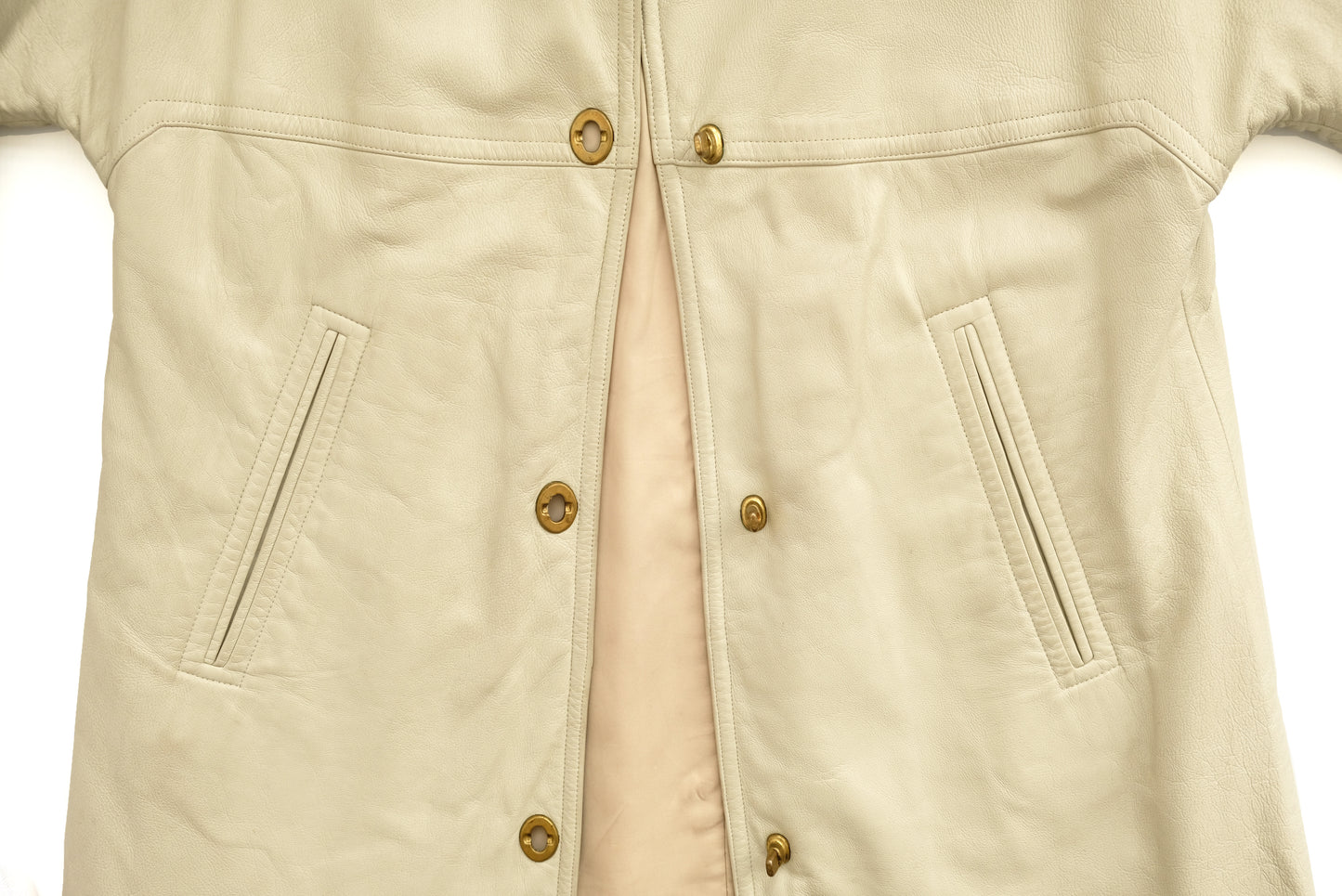 Bonnie Cashin Vintage Leather Coat with Fur Collar, UK12