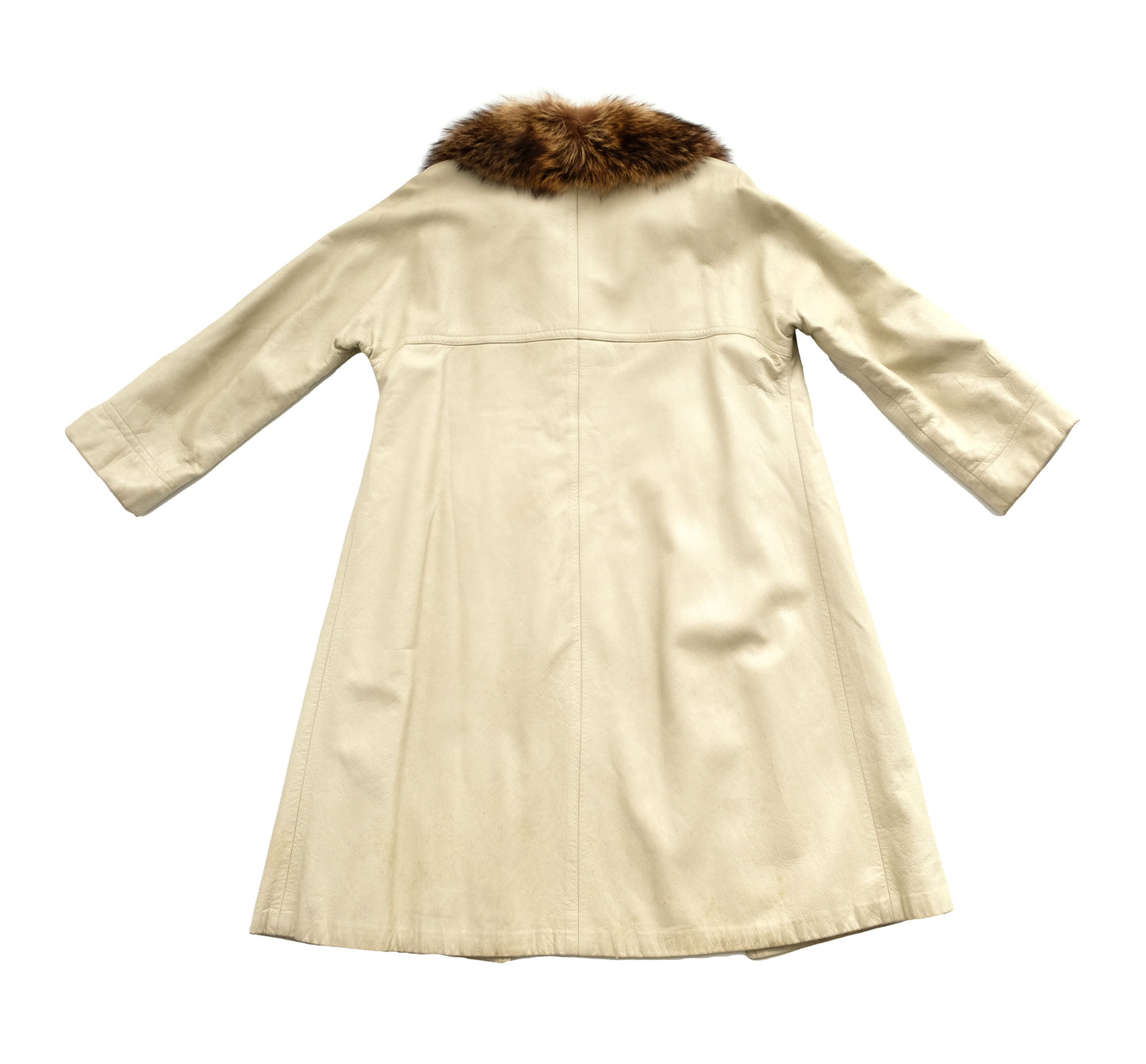 Bonnie Cashin Vintage Leather Coat with Fur Collar, UK12