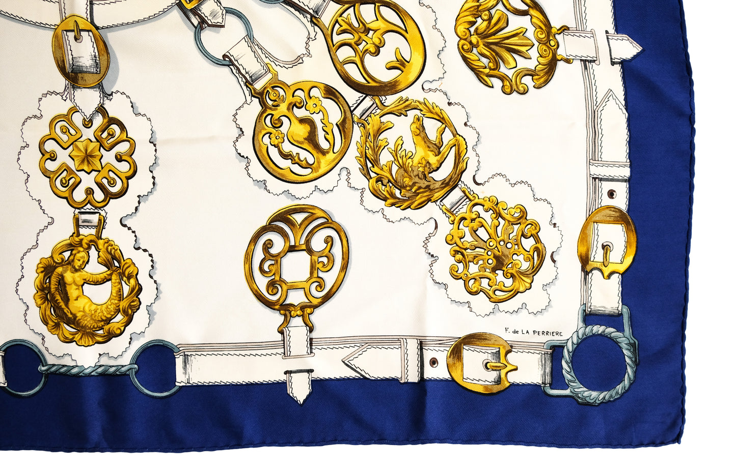 Hermès Vintage Equestrian Silk Scarf, "Cuivreries", 1985