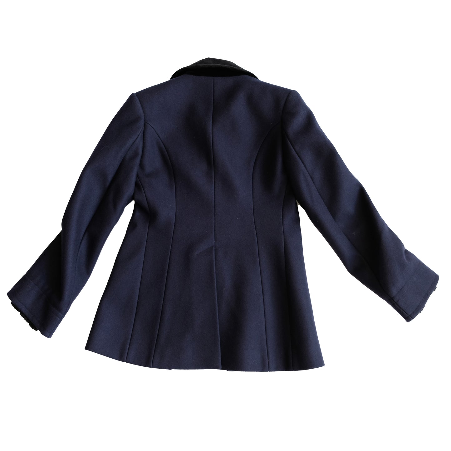 Alexander McQueen Smart Navy Pea Coat with Velvet Collar, UK8-10