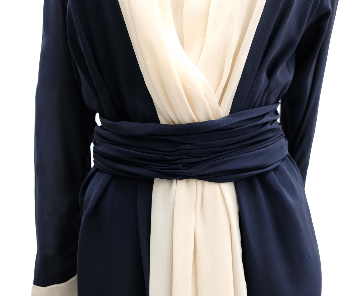 Karl Lagerfeld Vintage Navy and Cream Chiffon Decolleté Dress, UK10