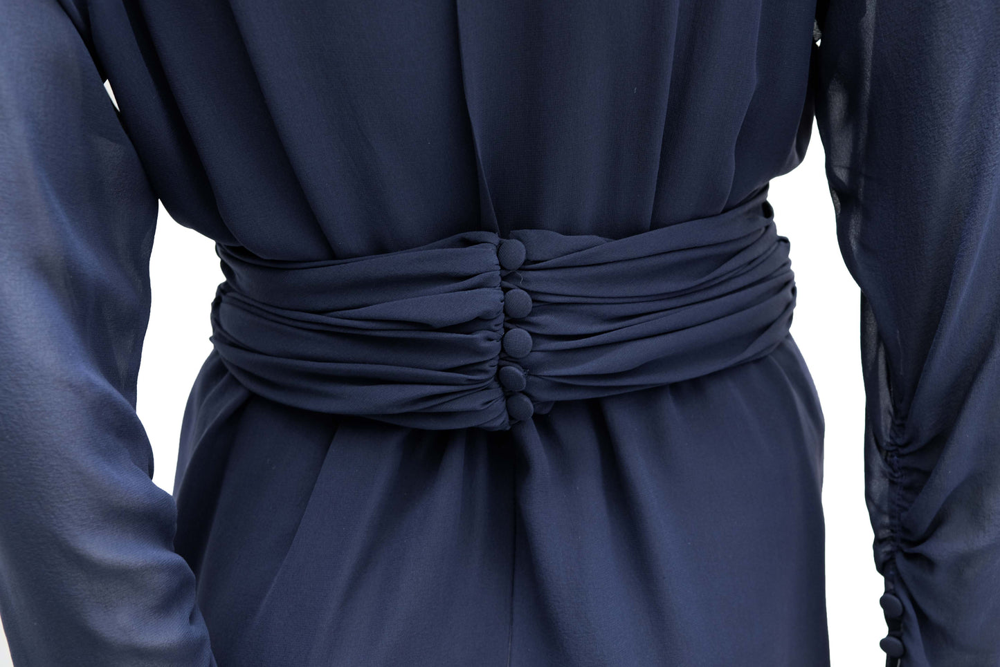 Karl Lagerfeld Vintage Navy and Cream Chiffon Decolleté Dress, UK10