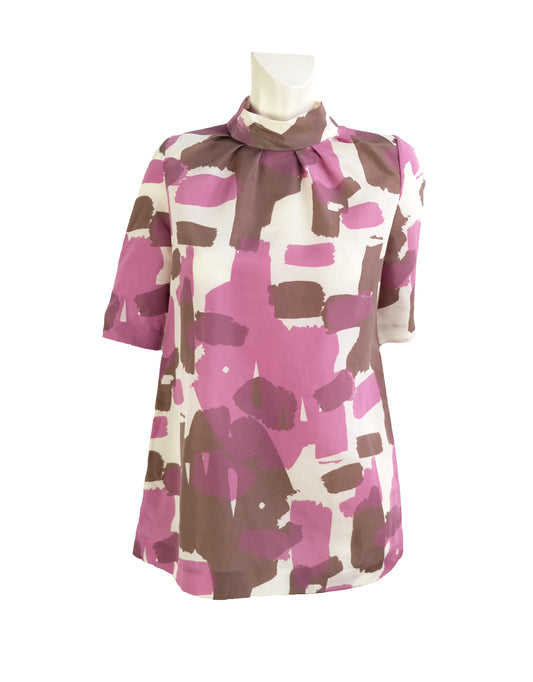 Marni Short Sleeve Top in Abstract Print, EU42