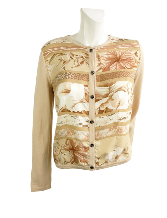 Salvatore Ferragamo Vintage Cardigan with Printed Silk Front, S