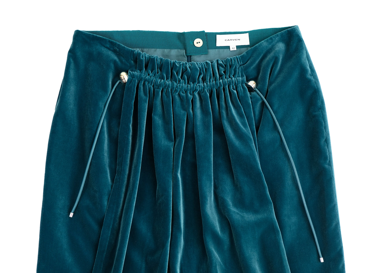 Carven Gathered Apron Skirt in Teal Velvet, UK12-14