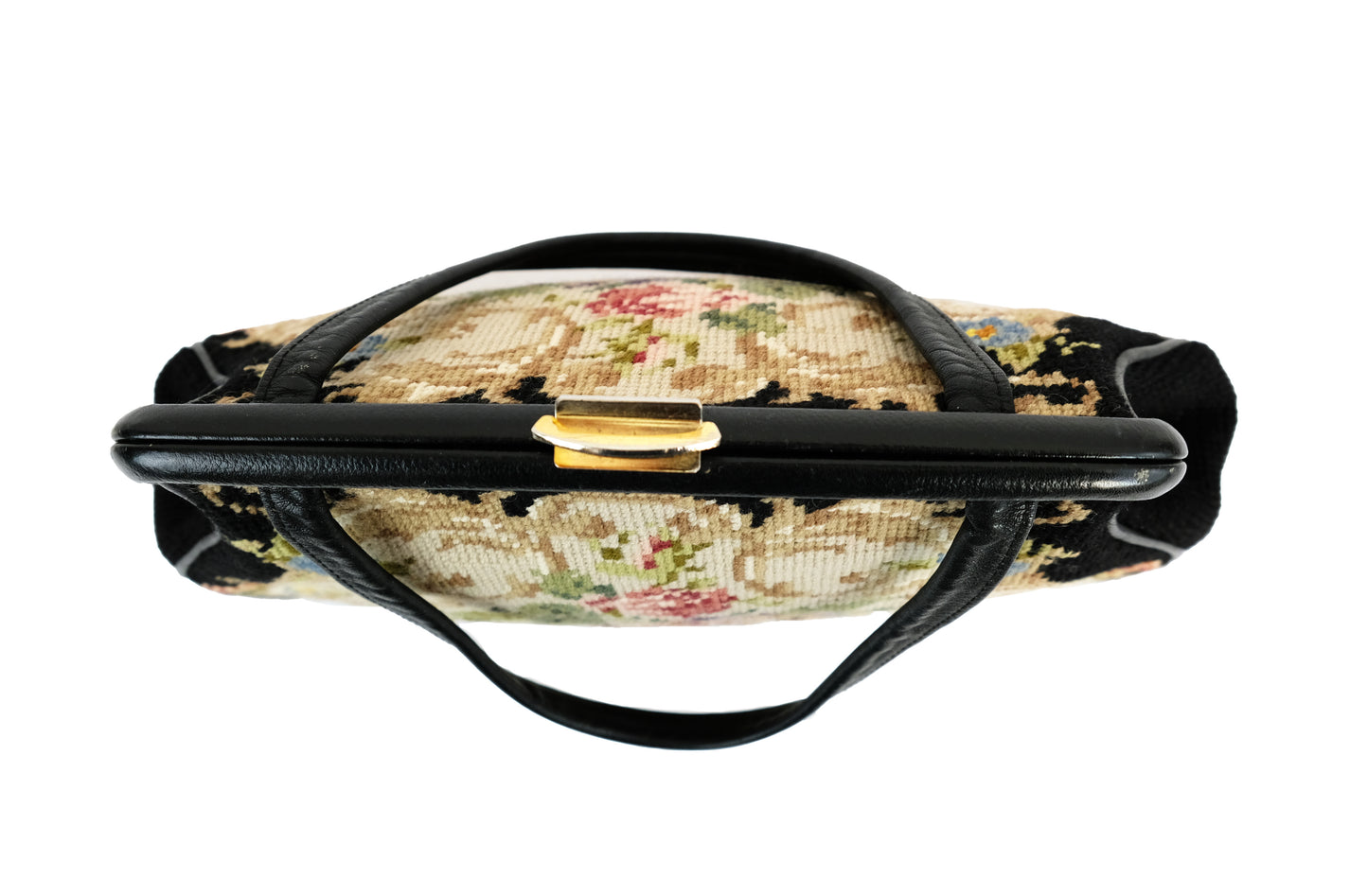 Vintage Floral Needlepoint Handbag, M