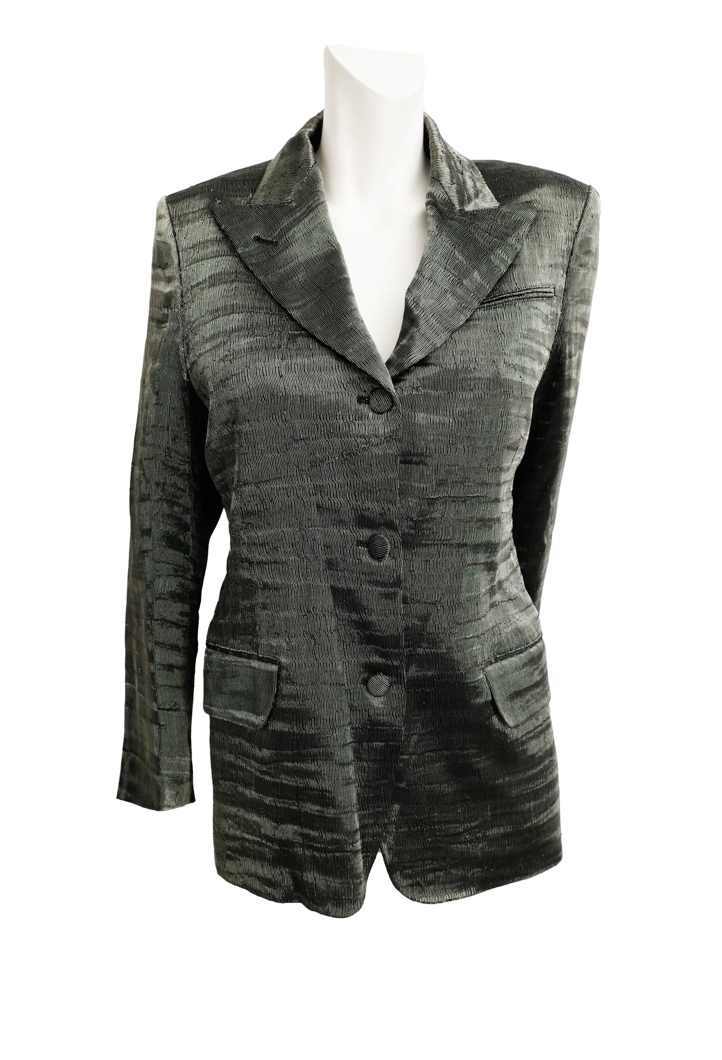 Jean Paul Gaultier Vintage Metallic Thread Silver Jacket, UK12