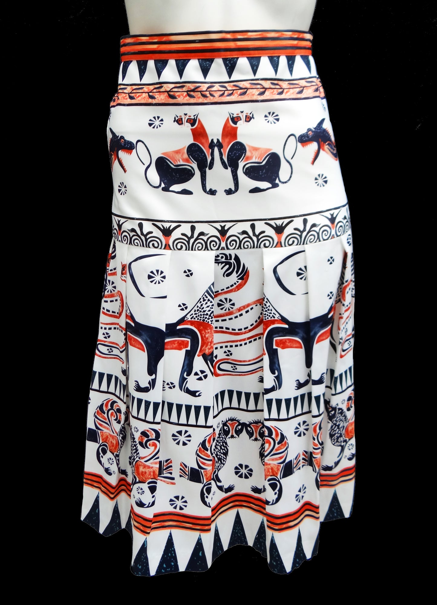 Gucci Frieze Print Pleated Silk Skirt, UK8-10