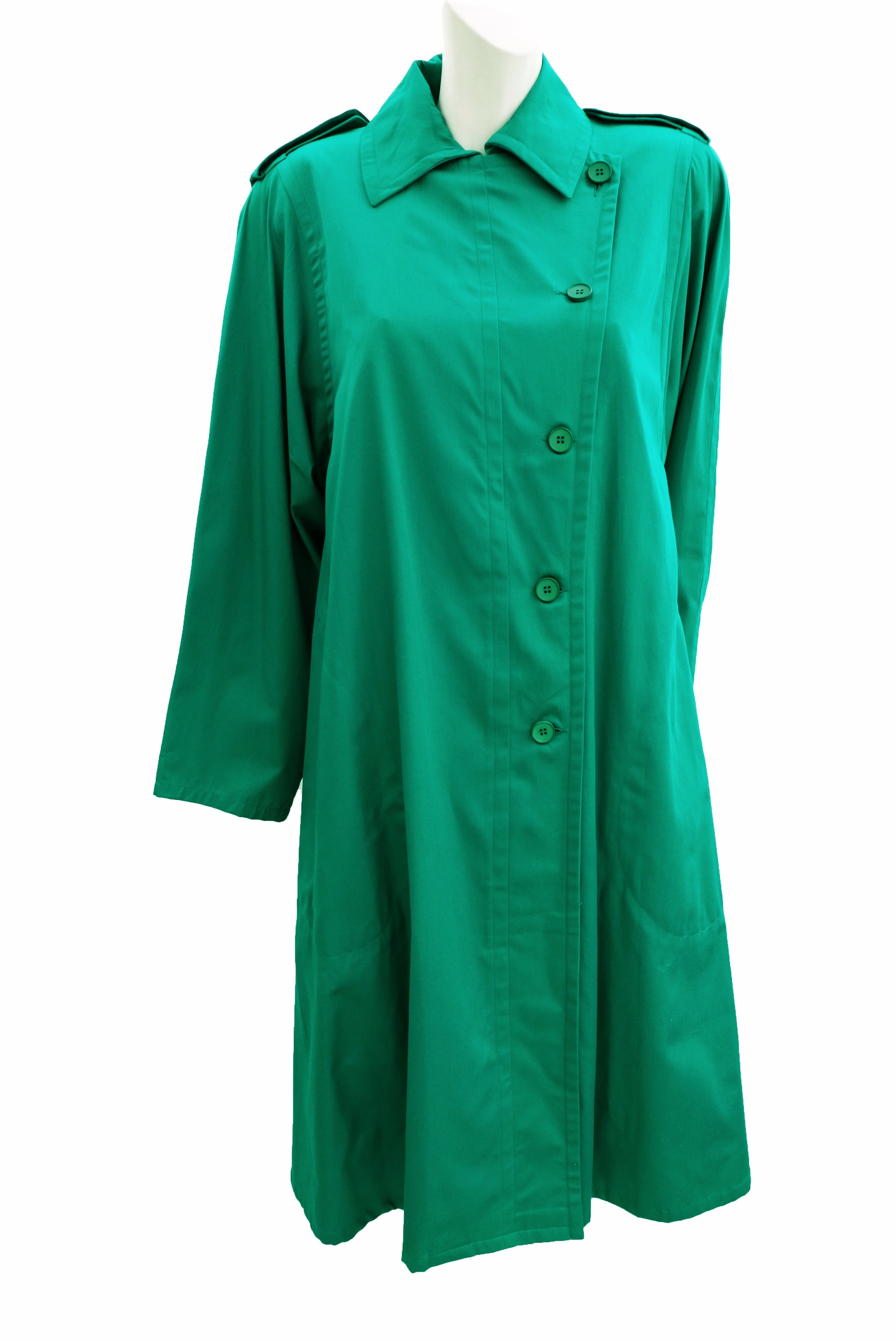 Balenciaga Vintage Raincoat in Jade Green Cotton, UK12-14