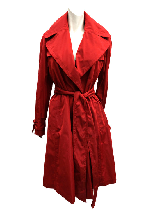 Burberry Raincoat in Red with Tie Belt, UK12