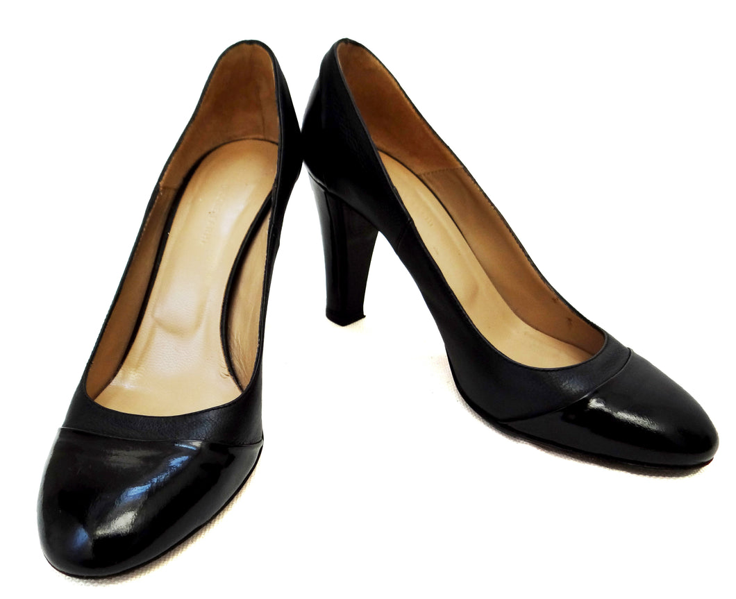 Nicole Farhi Black Leather and Patent Court Shoes, EU38