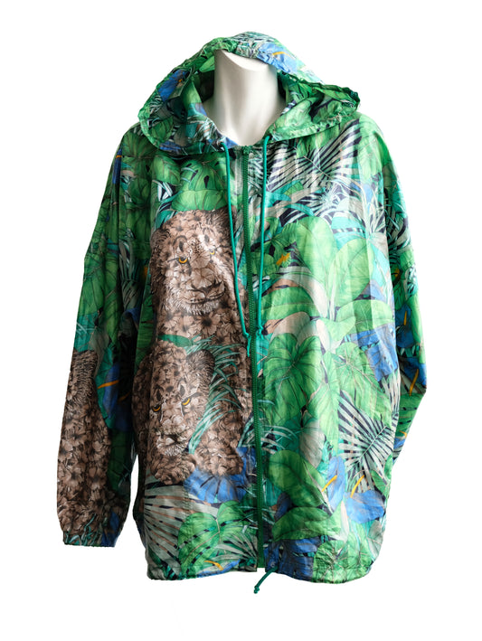 Salvatore Ferragamo Vintage Hooded Blouson Jacket in Green Jungle Print, M-L