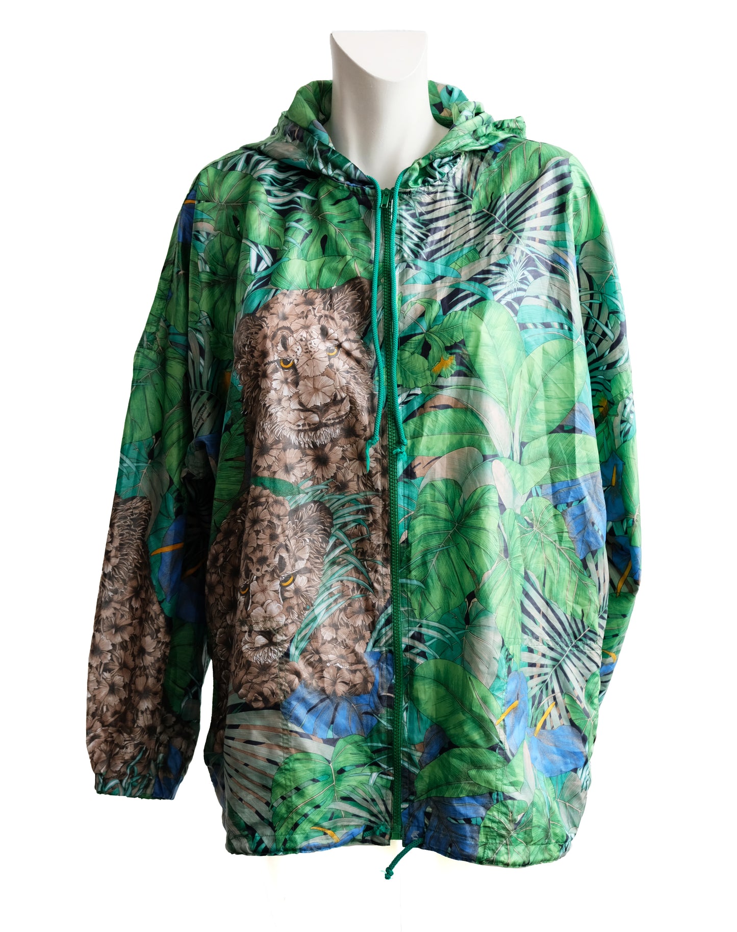 Salvatore Ferragamo Vintage Hooded Blouson Jacket in Green Jungle Print, M-L