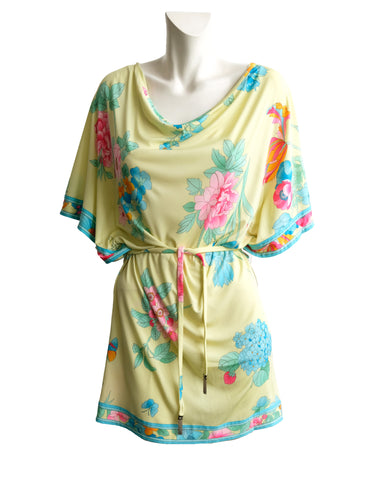 Leonard Paris Tunic Dress in Citrus Silk with Floral Print, UK10