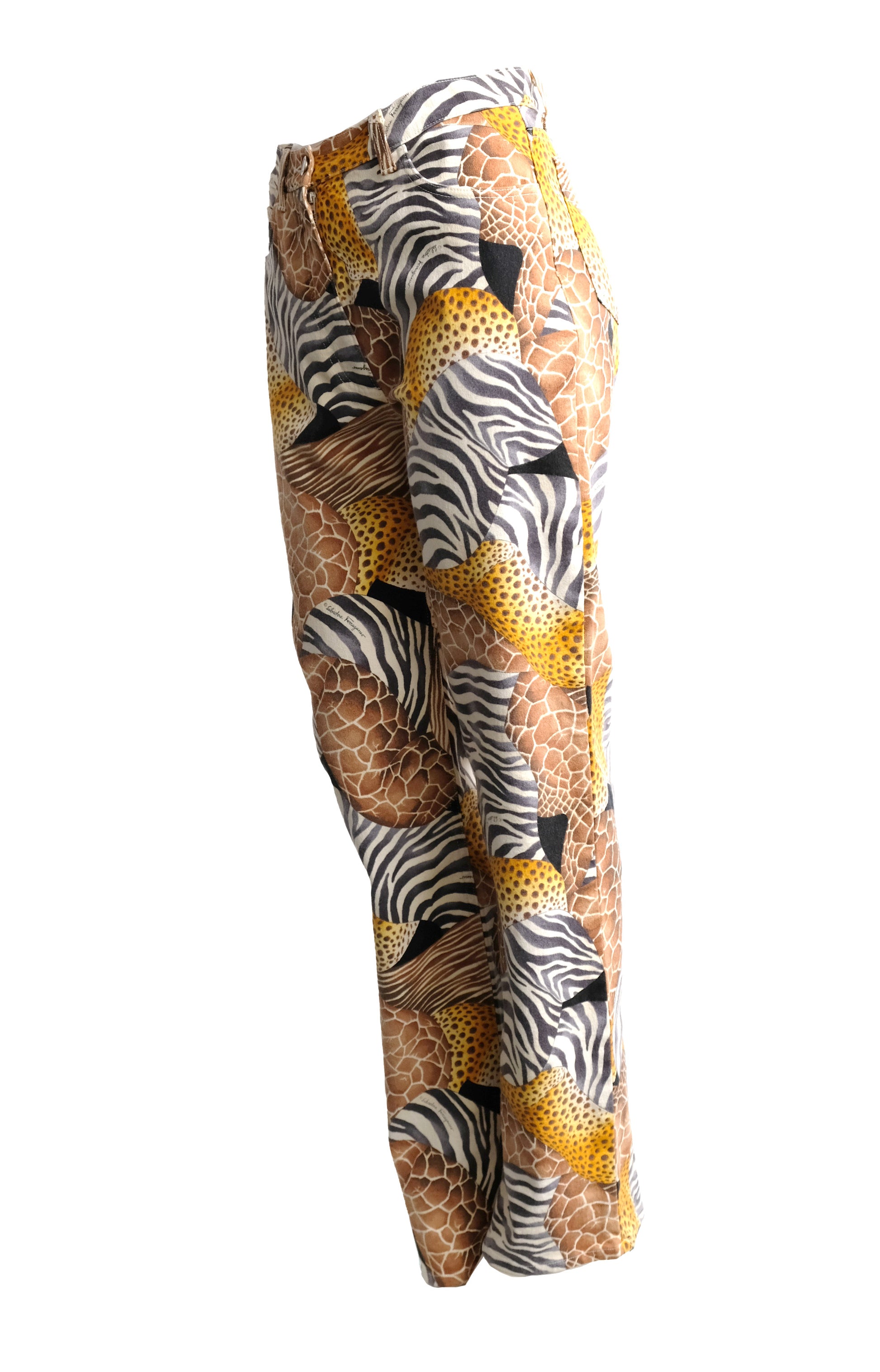 Salvatore Ferragamo Animal Print Jeans, UK10-12