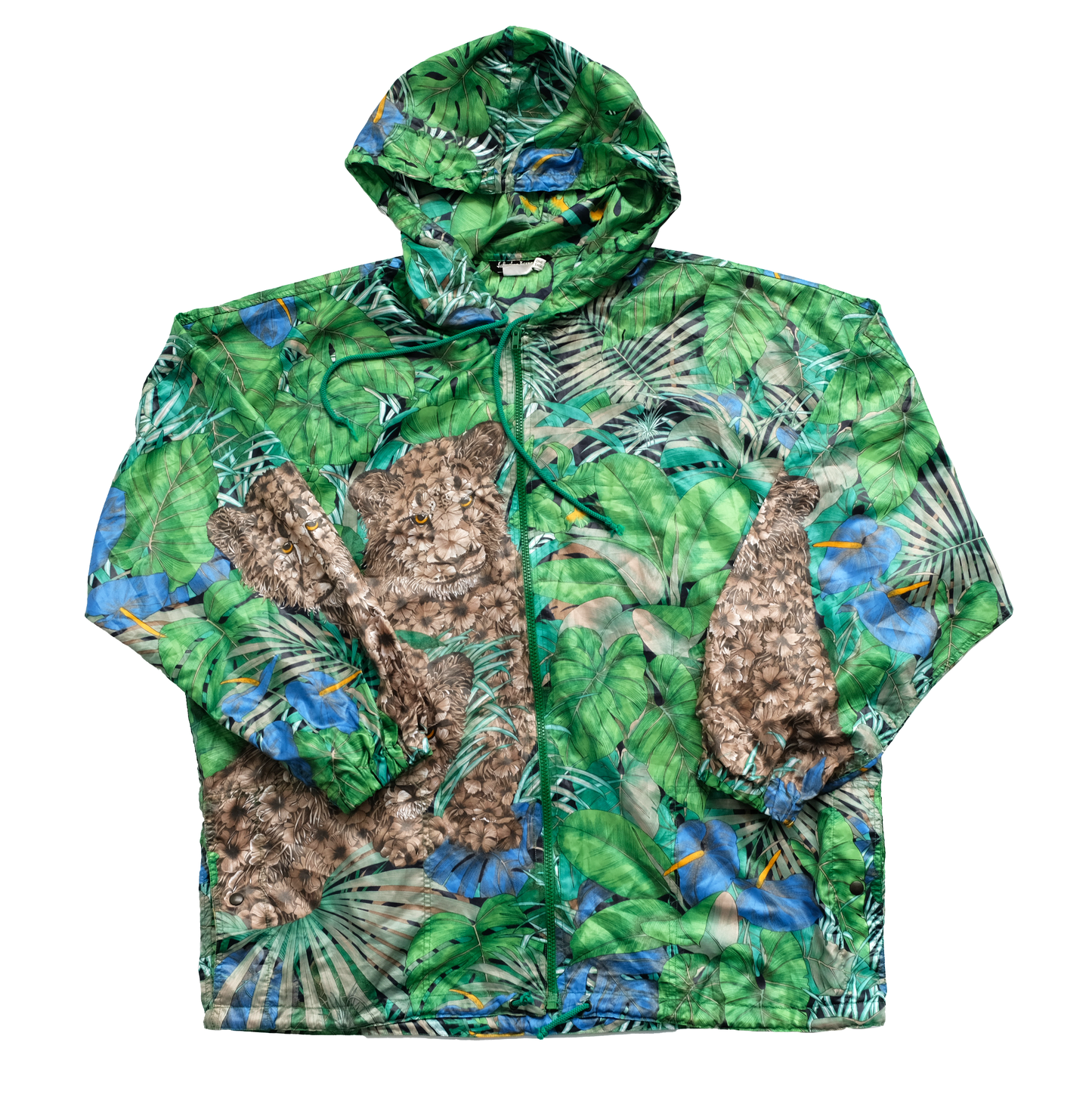 Salvatore Ferragamo Vintage Hooded Blouson Jacket in Green Jungle Print, M-L