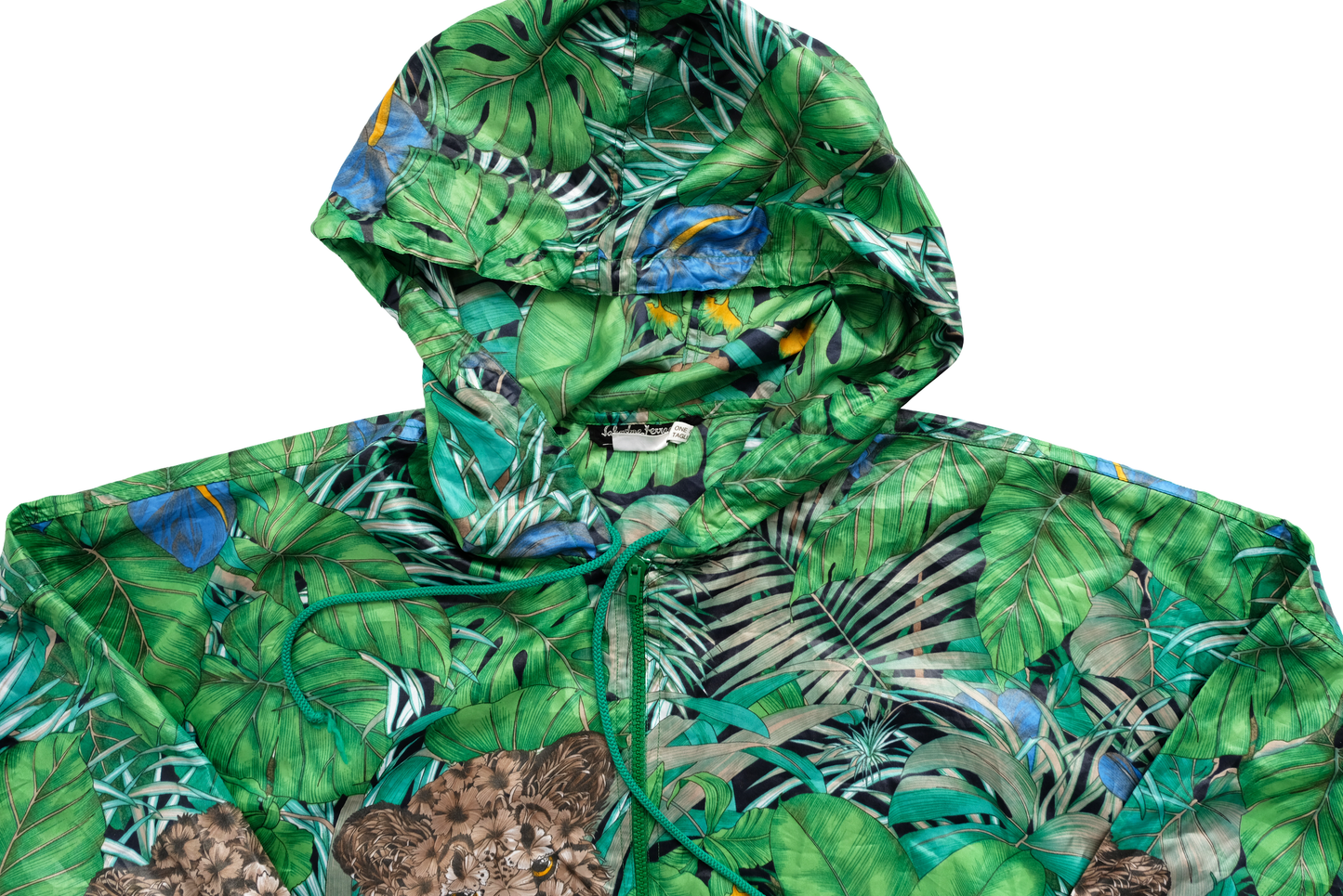 Salvatore Ferragamo Vintage Hooded Blouson Jacket in Green Jungle Print, M-L