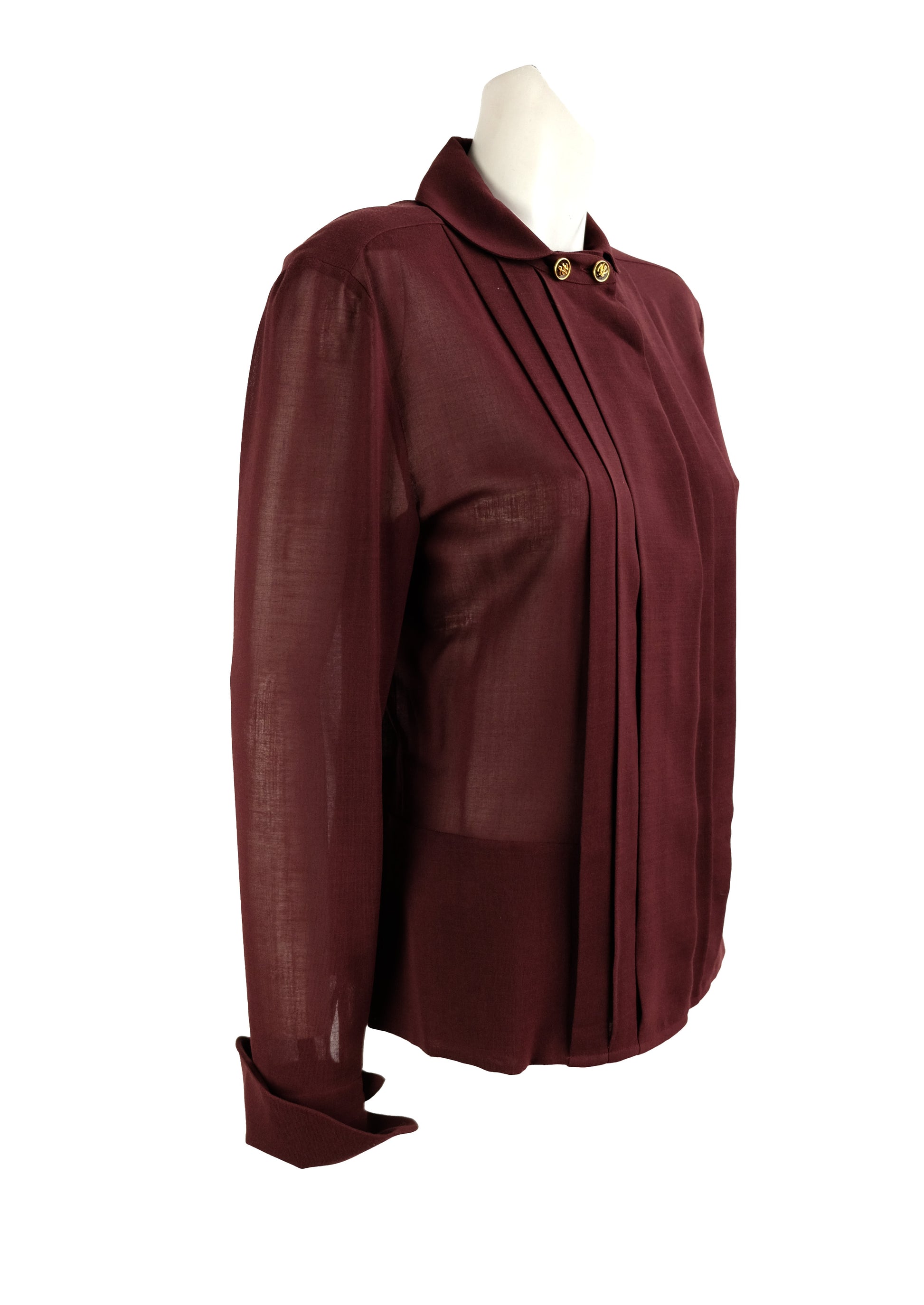 Karl Lagerfeld Vintage Burgundy Pleated Blouse, UK10