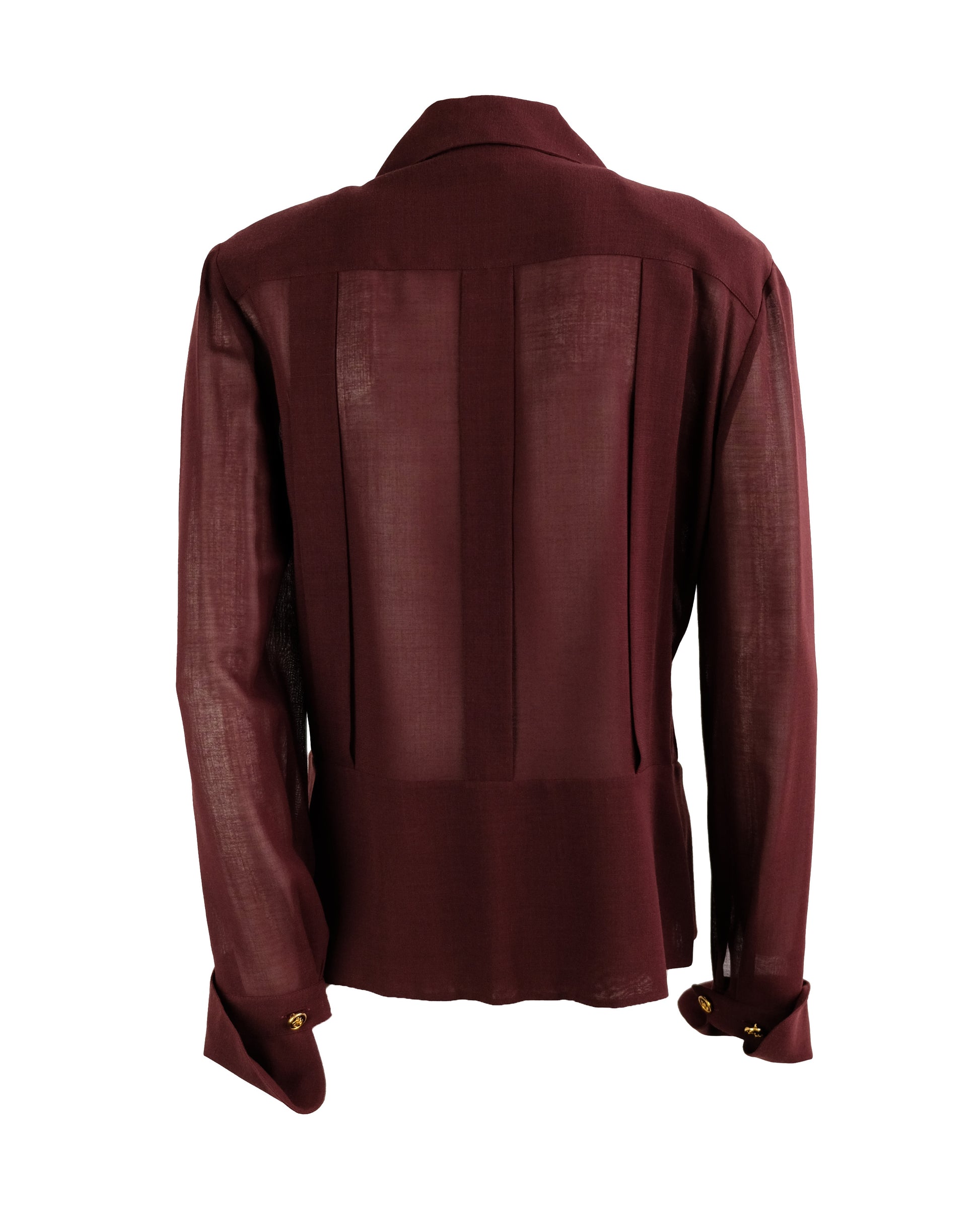 Karl Lagerfeld Vintage Burgundy Pleated Blouse, UK10