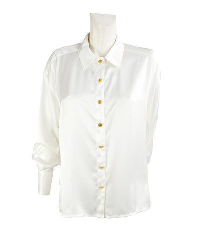 Sonia Rykiel Blouse in White Satin, UK10-14