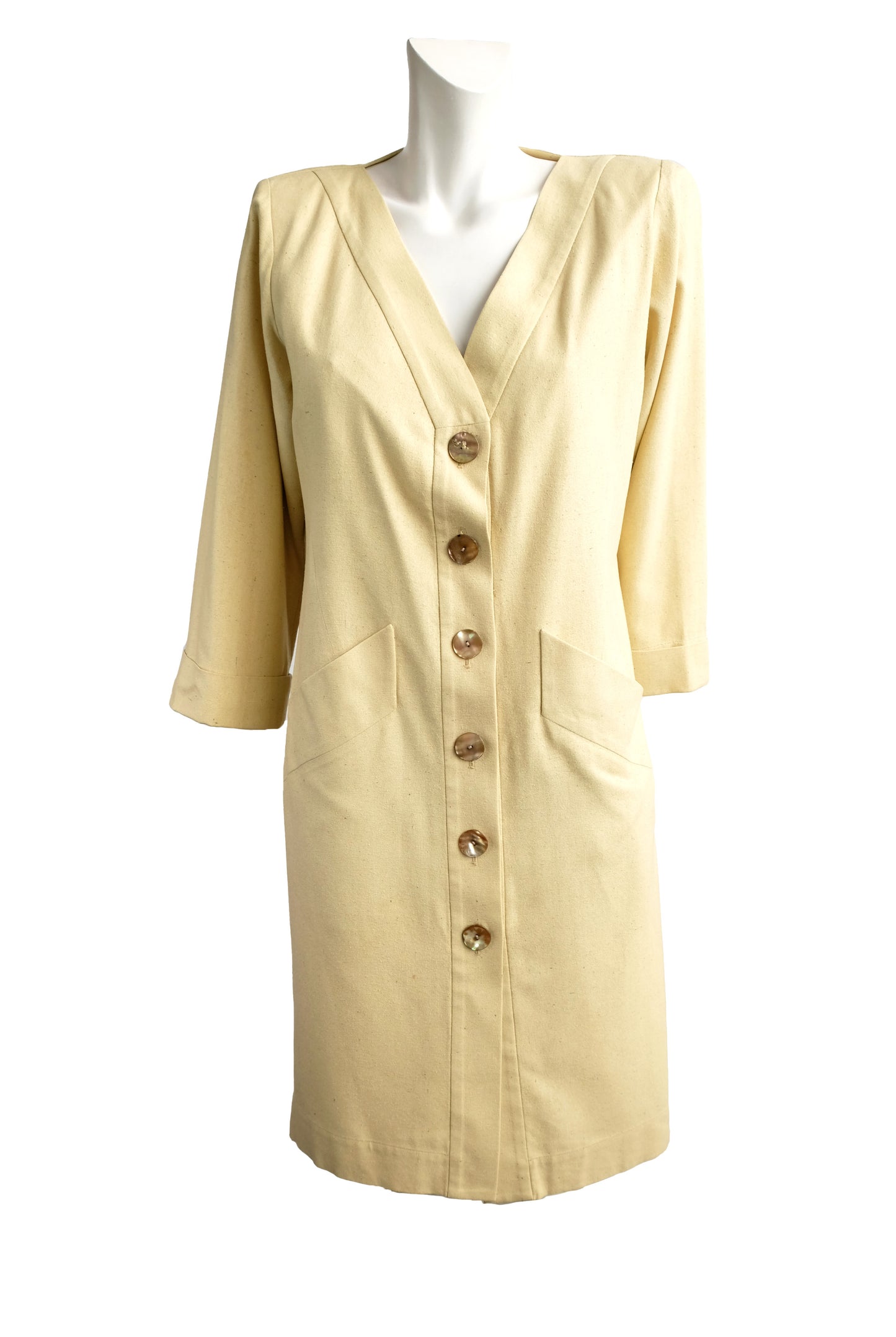 Yves Saint Laurent Vintage Coat Dress in Raw Silk, UK12