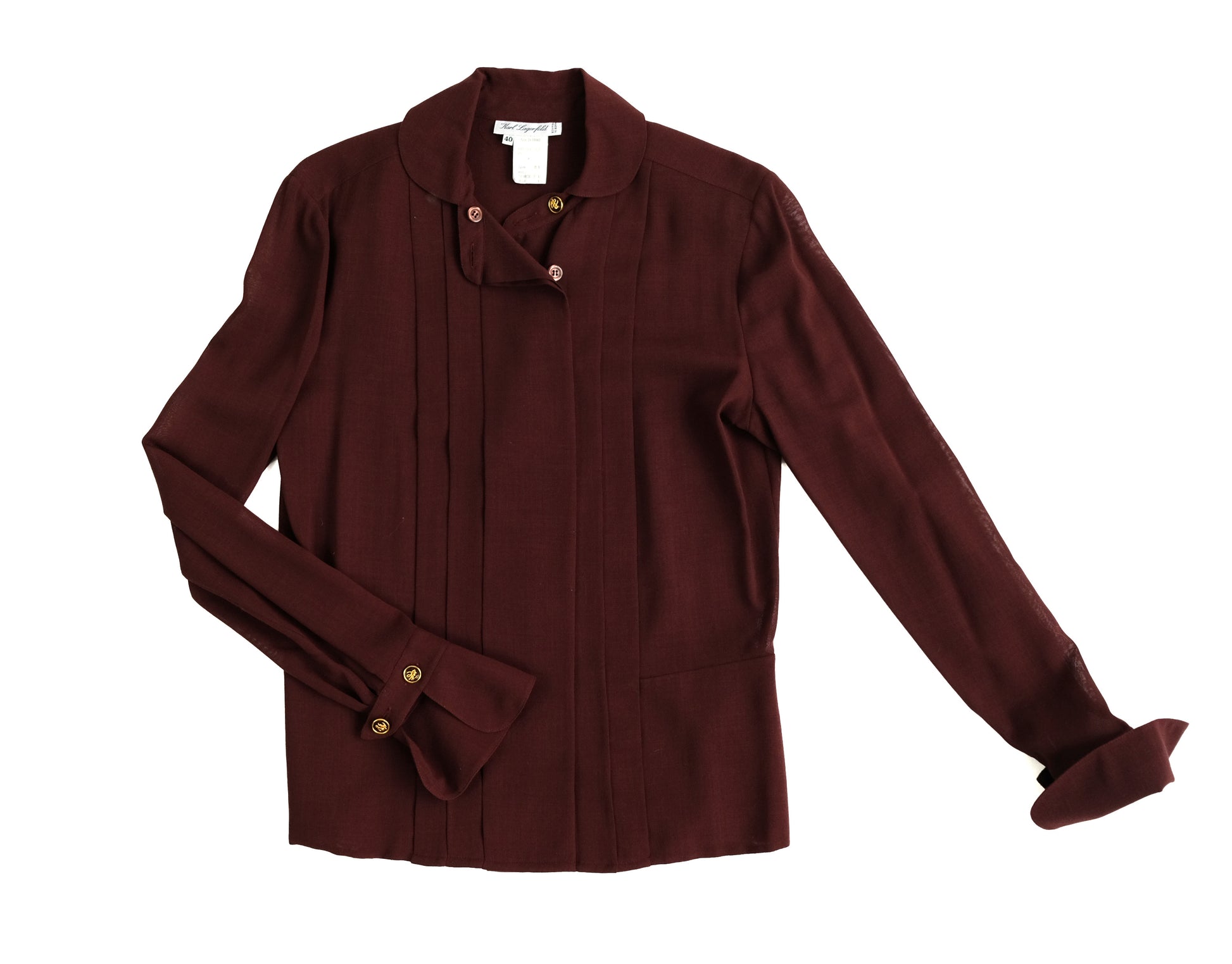 Karl Lagerfeld Vintage Burgundy Pleated Blouse, UK10