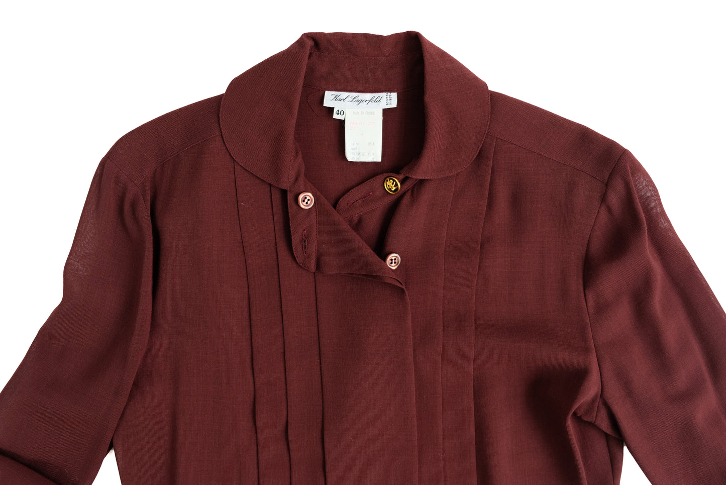 Karl Lagerfeld Vintage Burgundy Pleated Blouse, UK10