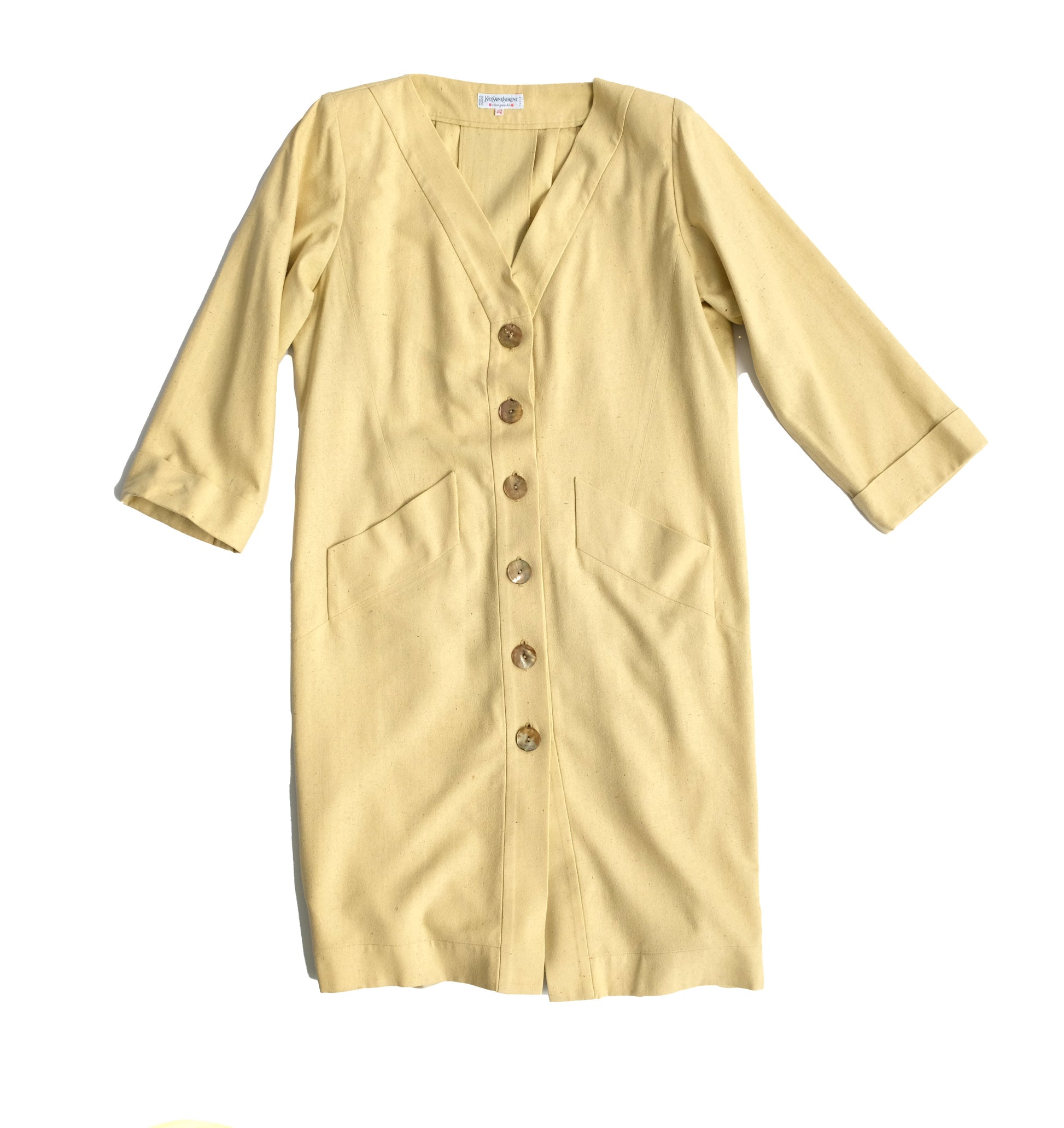 Yves Saint Laurent Vintage Coat Dress in Raw Silk, UK12