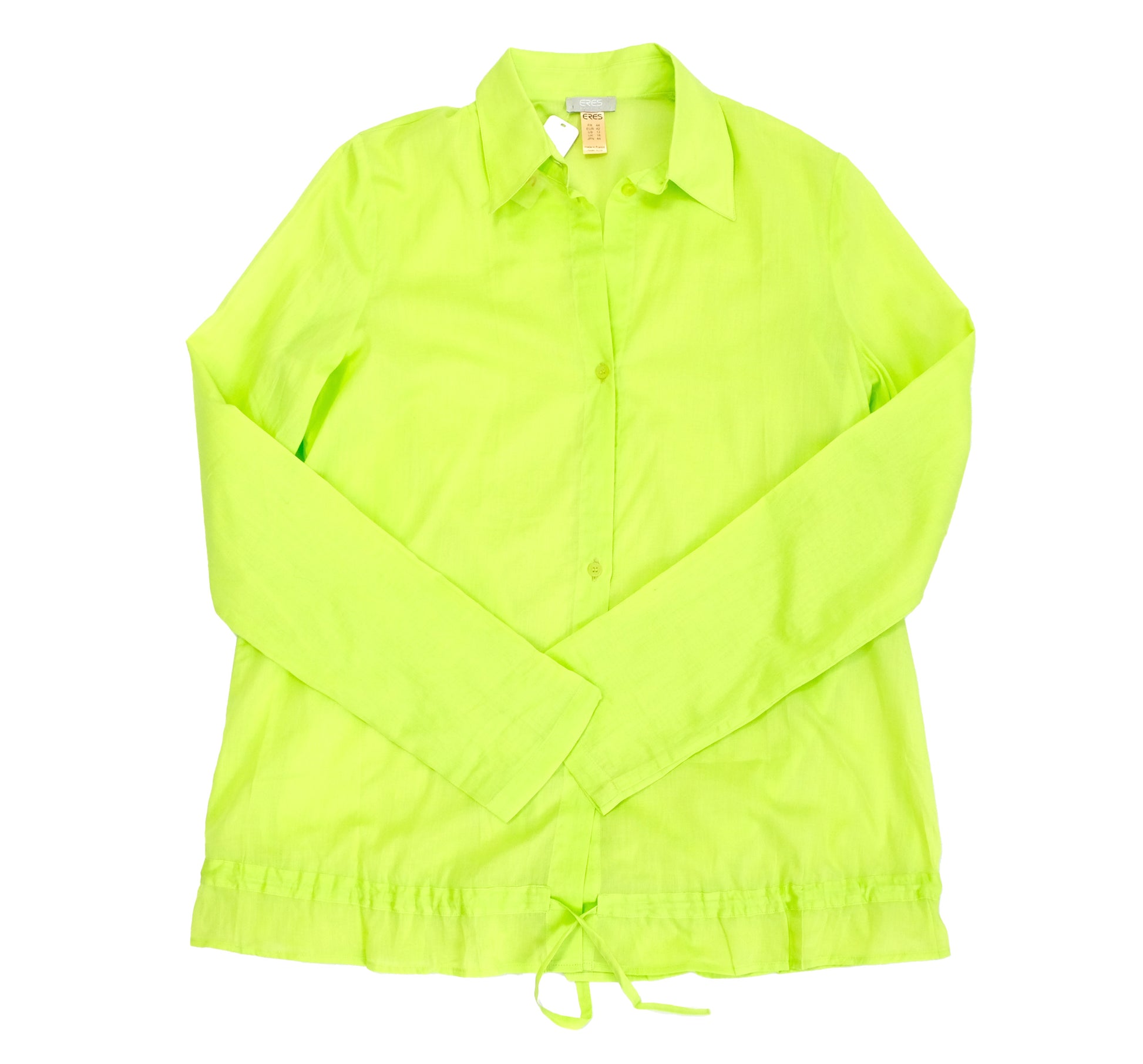 Eres Beach Shirt in Semi Sheer Lime Green Cotton, UK16
