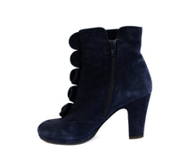 Chie Mihara Ankle Boots in Navy Suede with Scalloped Detail, EU37