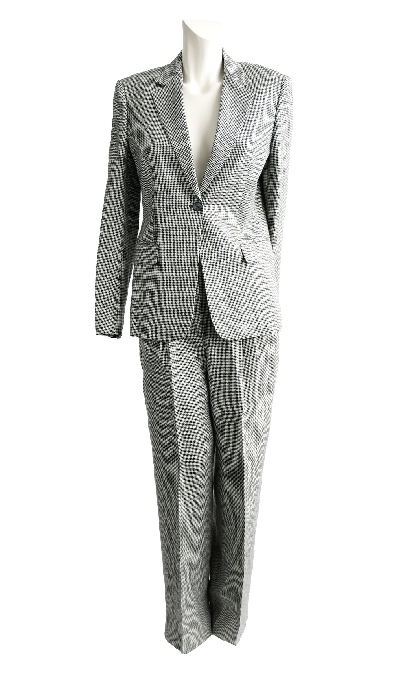 Max Mara Trouser Suit in  Fine Houndstooth Linen, UK12