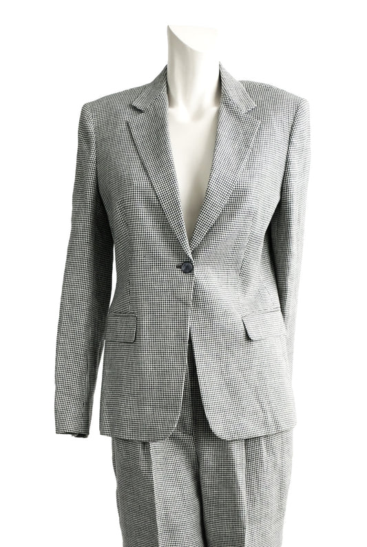 Max Mara Trouser Suit in  Fine Houndstooth Linen, UK12