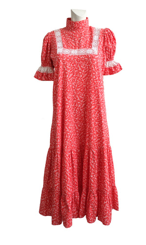 Laura Ashley Vintage Prairie Dress in Red Floral Print, UK10-12