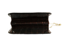 1970s Vintage Boxy Reptile Handbag with Gilt Chain, Small