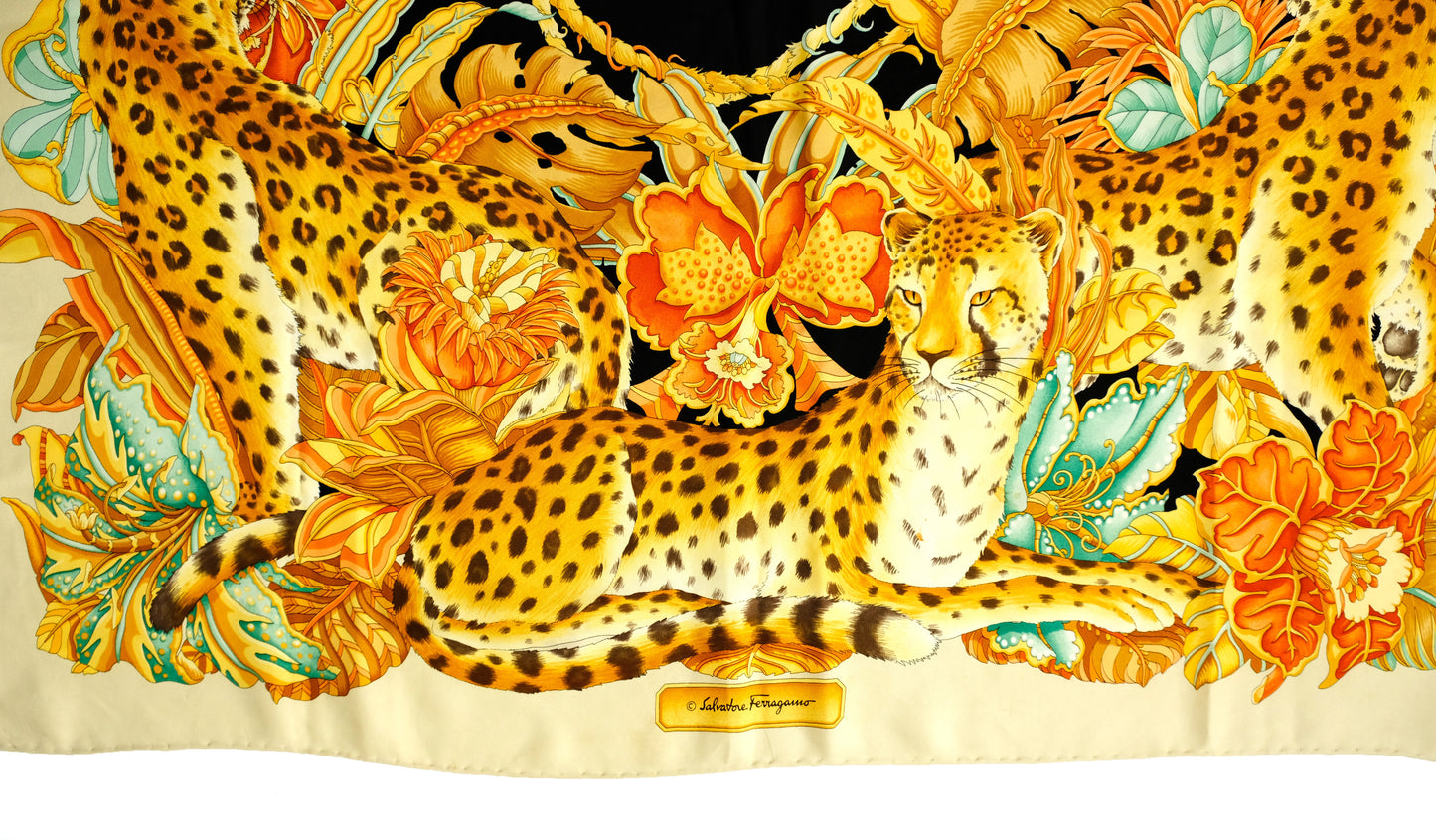 Salvatore Ferragamo Vintage Leopard Print Silk Scarf