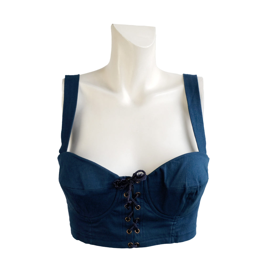 Ozbek Vintage Cropped Bustier Top with Laced Front, UK10