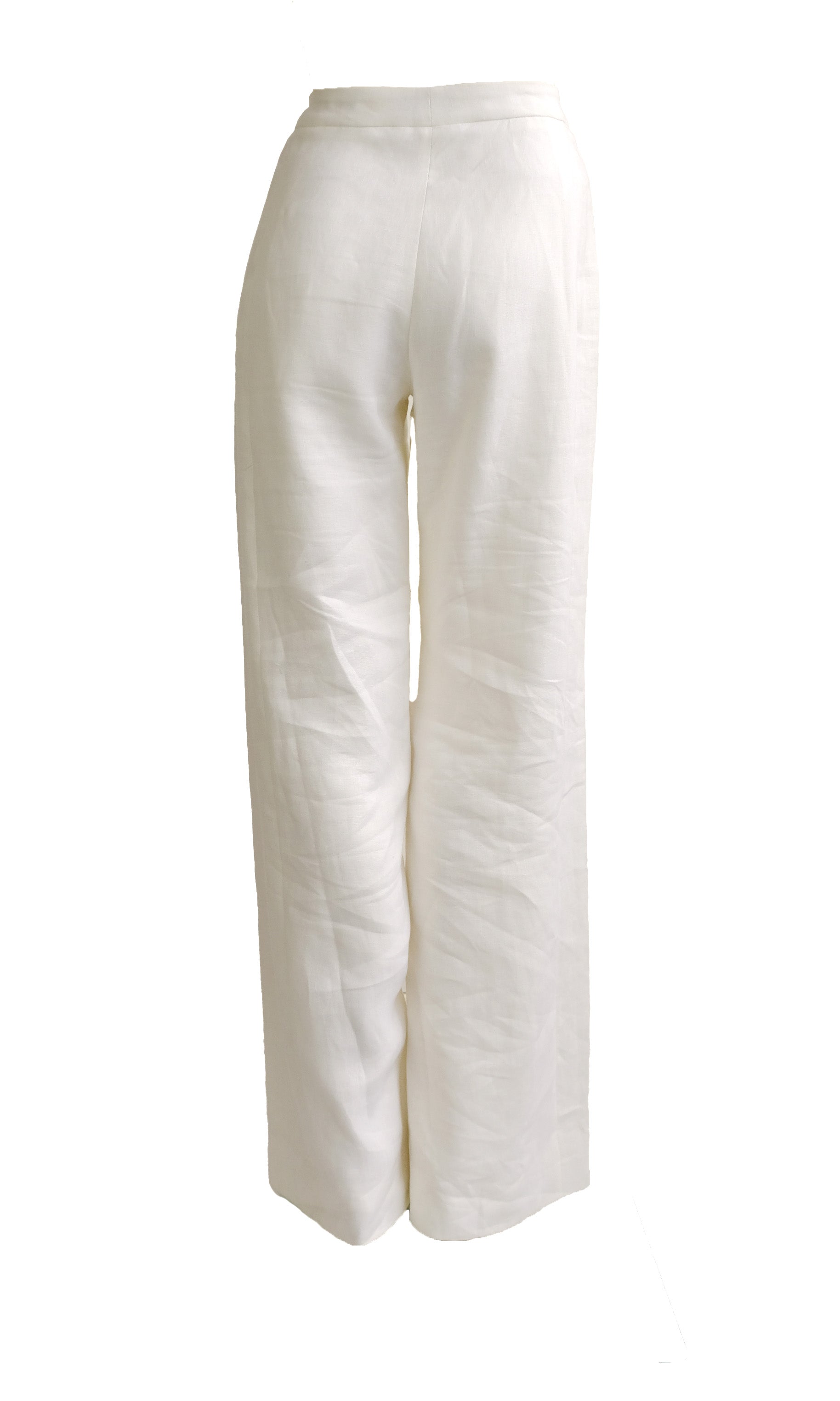 DAKS Wide Leg Trousers in White Linen, UK10