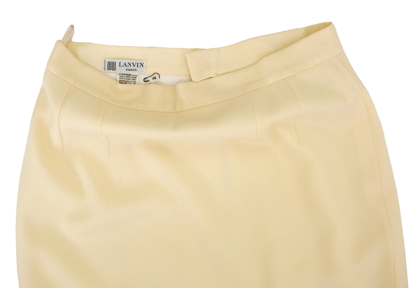 Lanvin 1980s Vintage Midi Skirt in Cream Wool, UK12-14