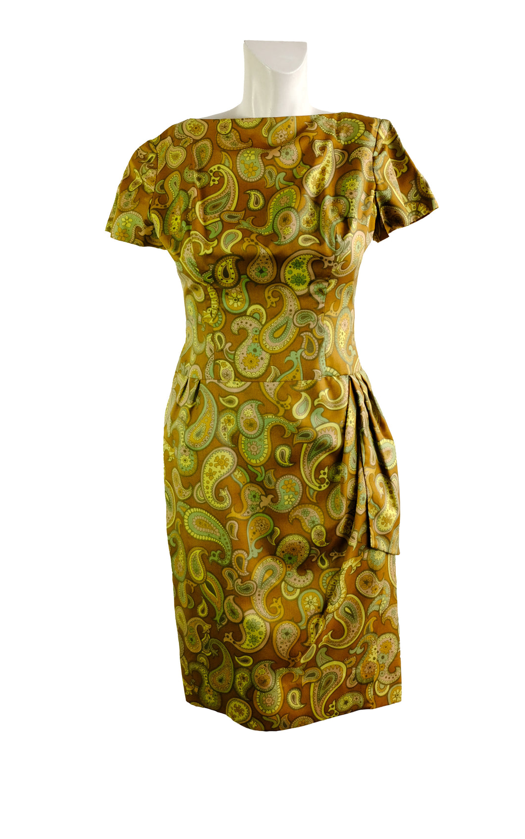 Donald Dunton 1960s Vintage Sheath Dress in Paisley Silk, UK10