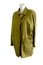 Burberry 1980s Vintage Raincoat in Olive Green, UK14-16