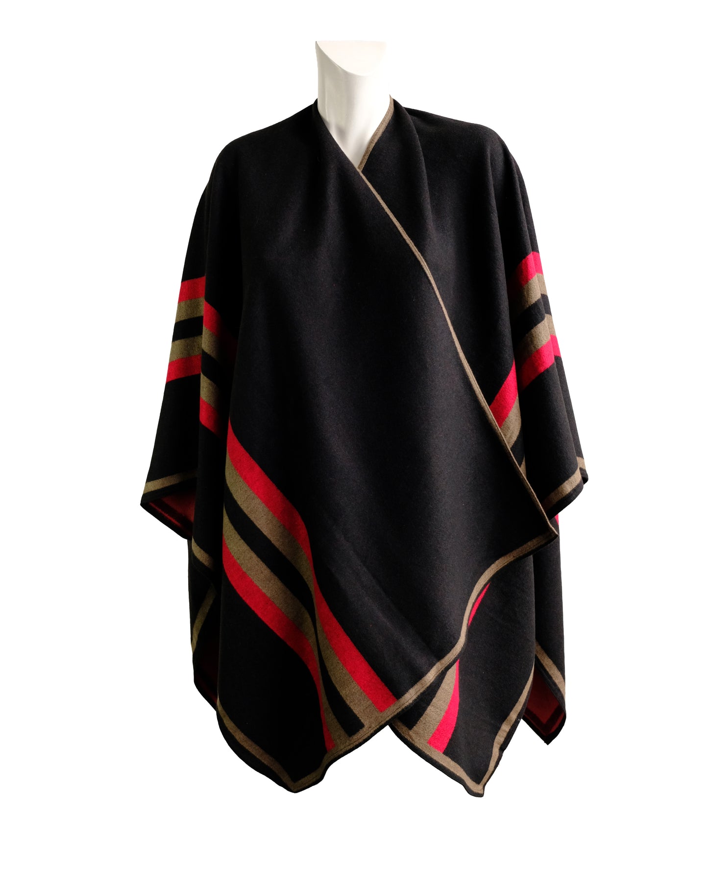 Roberta di Camerino Poncho in Black with Stripe, O/S