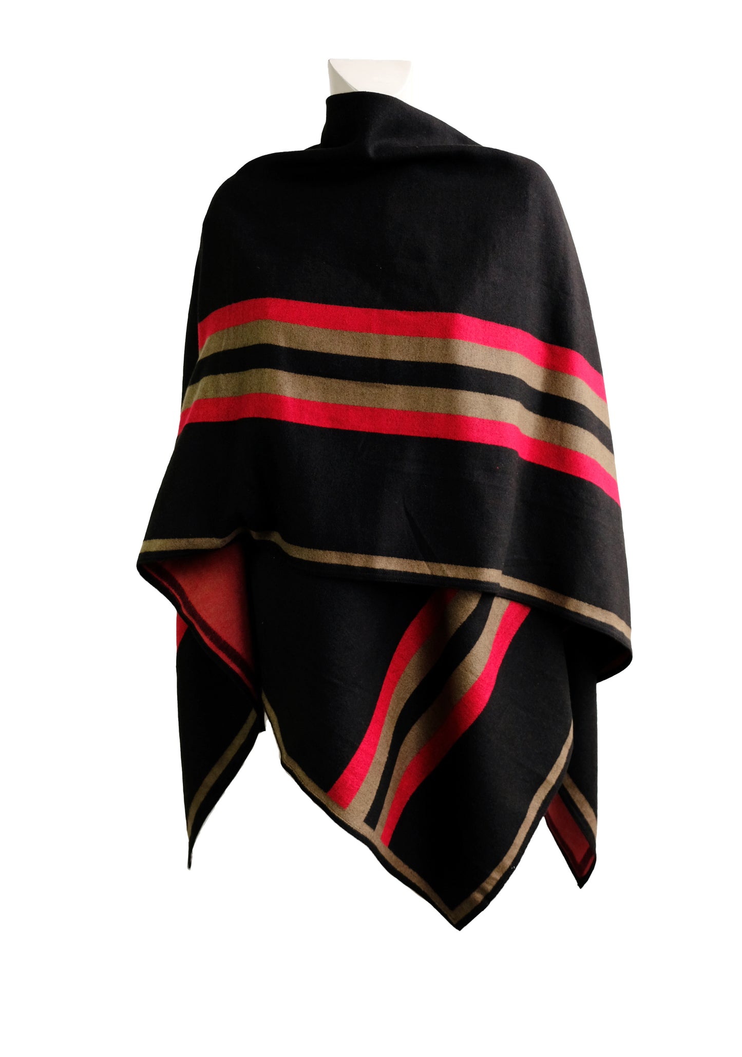 Roberta di Camerino Poncho in Black with Stripe, O/S