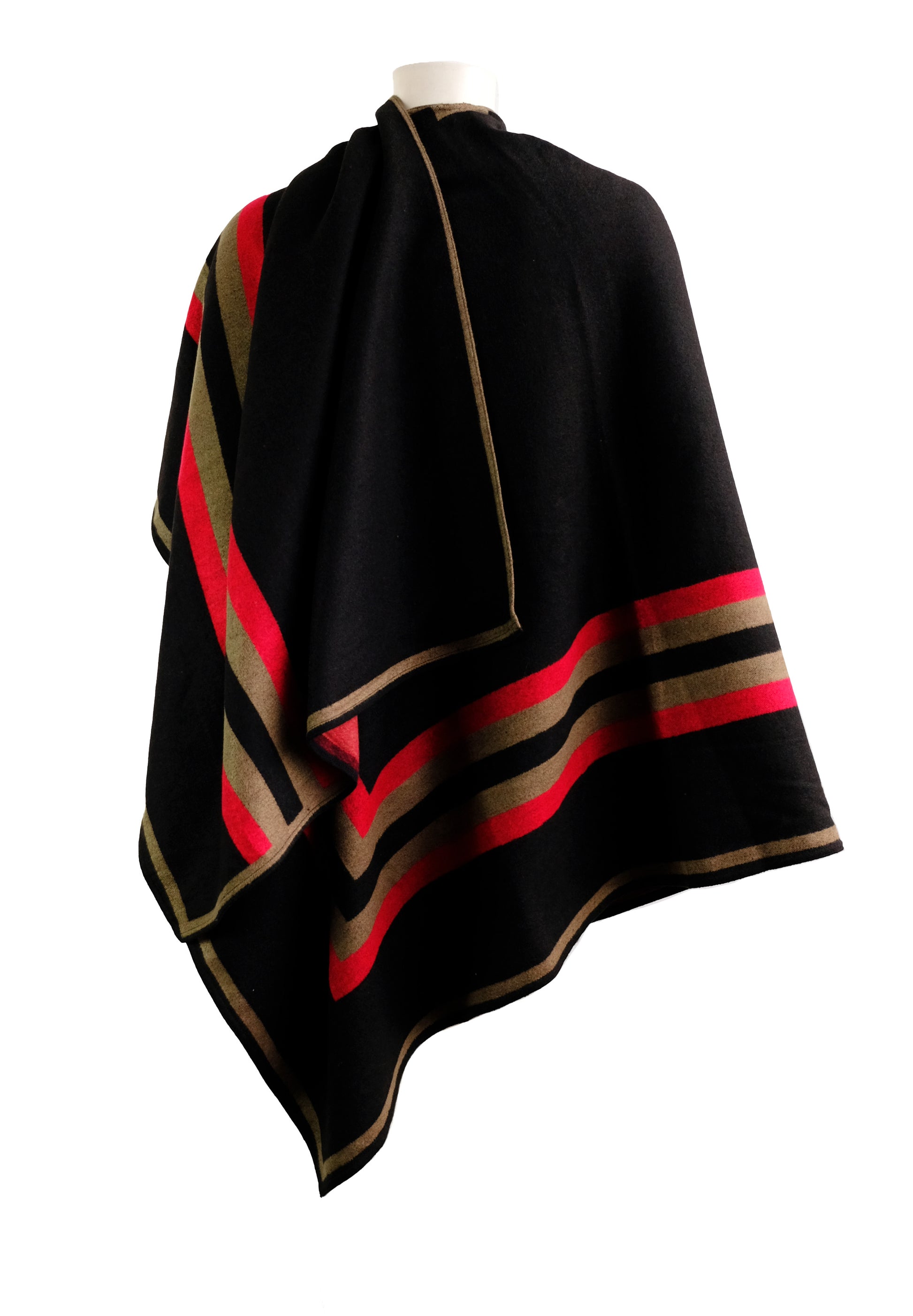 Roberta di Camerino Poncho in Black with Stripe, O/S