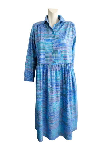 Marimekko Vintage Shirt Dress in Blue Dot Print, UK12-14Marimekko Vintage Shirt Dress in Blue Dot Print Cotton, UK12-14