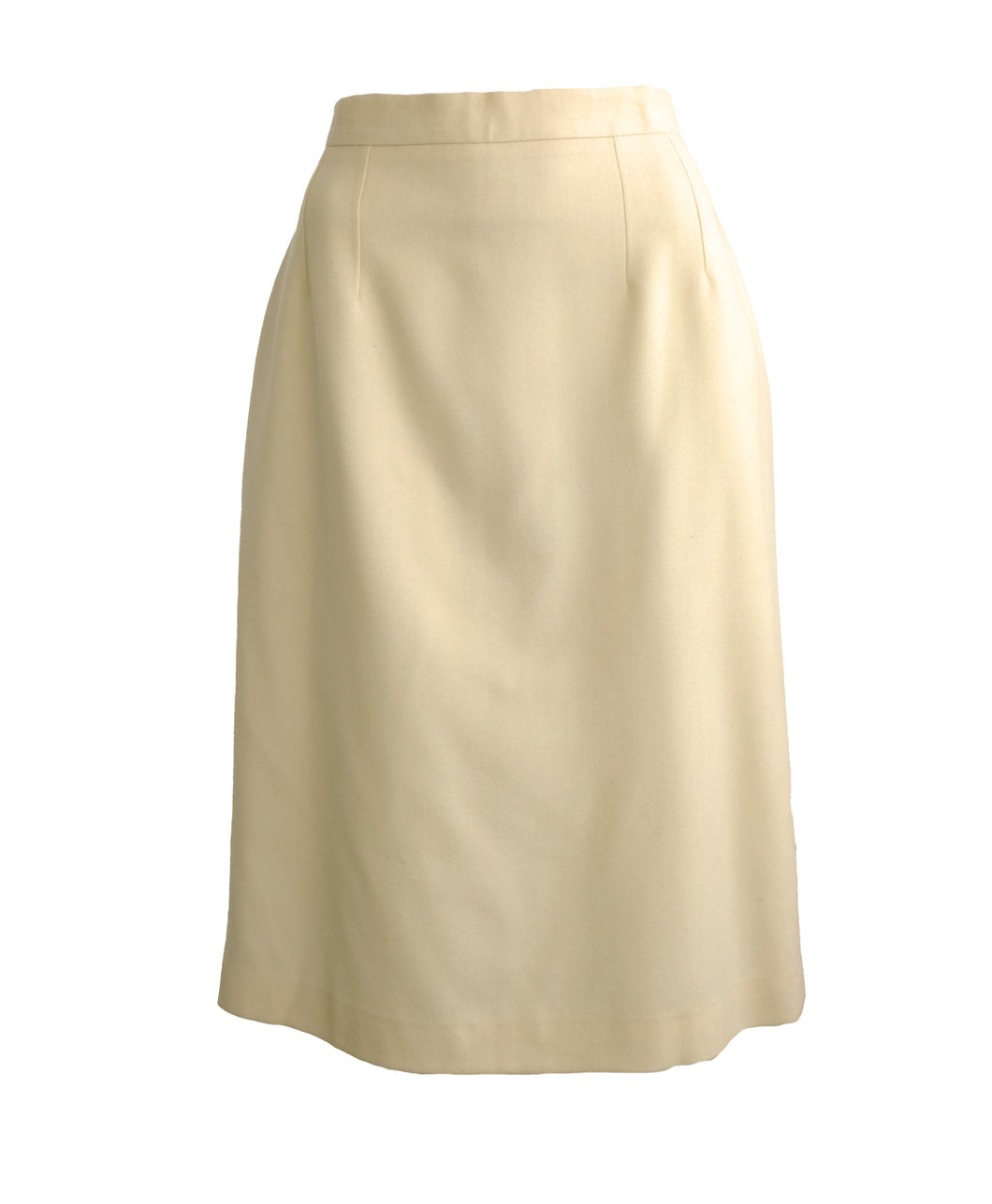 Lanvin 1980s Vintage Midi Skirt in Cream Wool, UK12-14